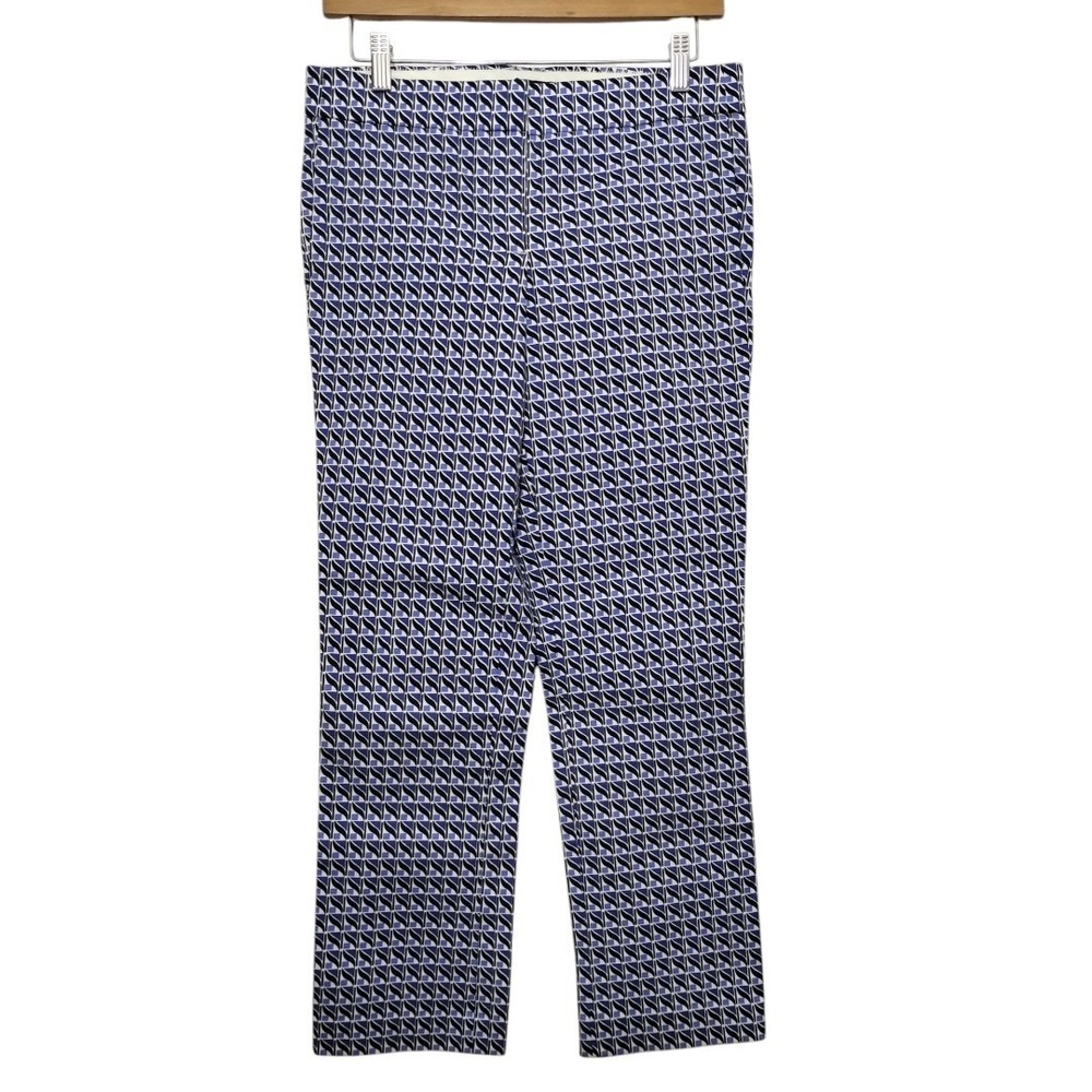 J. Crew Campbell Capri in Abstract Wave Print Women's Sz‎ 2 Blue White Pants